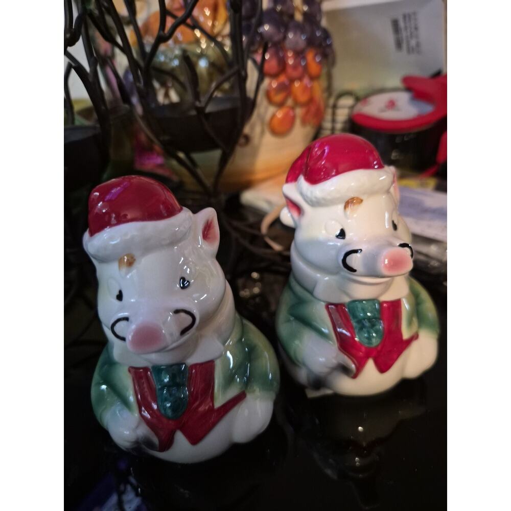 Vintage Pig Salt And Pepper Shaker Retro Christmas Shakers From The 1950s